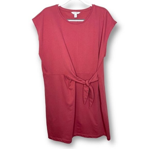 Nine West XXL Mauve Knot Waist Terrycloth Shirt Sleeve Sweatshirt T Shirt Dress - Picture 2 of 10